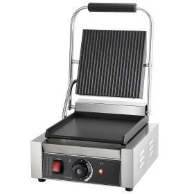 VEVOR Commercial Panini Grill, 1800W Electric Sandwich Panini Maker, Stainless Steel Sandwichs Press Grill with Handle and Temp Control