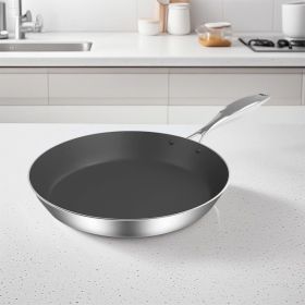 SOGA Stainless Steel Fry Pan 24cm Frying Pan Induction FryPan Non Stick Interior